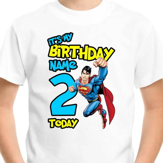 T-shirt personalizzata Superman bambini NOME ETÀ regali di compleanno ragazzi ragazze bambino top