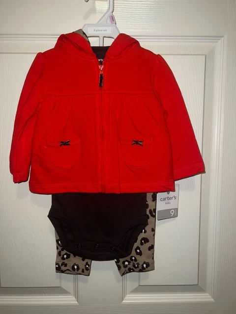 Carters Baby Girls 3 Pc Set Jacket Bodysuit Pants Size 9 Months Nwt