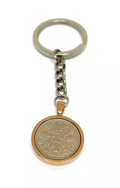 1957 67th Birthday Lucky Sixpence Solid Keyring - 67th 1957 - Gift Boxed RG