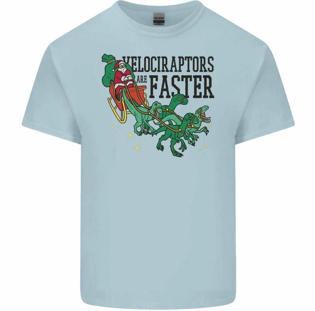 Velociraptors are Faster T-Shirt Funny Christmas Tee Top Santa T-Rex Dinosaur