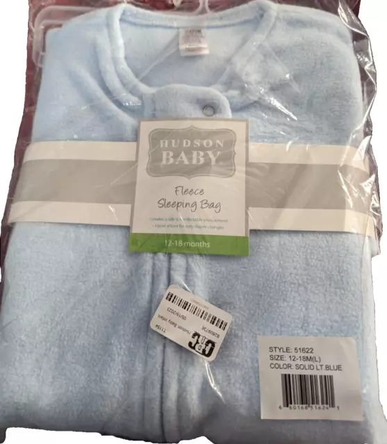 Hudson Baby Fleece Sleeping Bag 12 - 18 months new in bag light blue