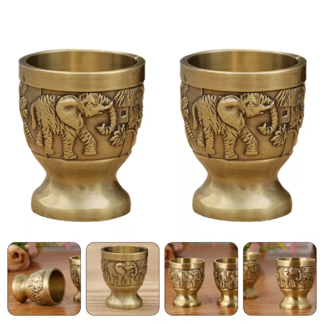 2 Retro Wine Cups Party Chalices Vintage Copper Spirit One Mouthful Imitation-EQ
