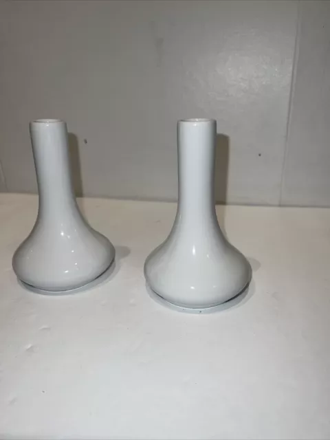 vintage lot of 2 Vintage White milk Ceramic Flower Bud Vase Minimalist Small  5"