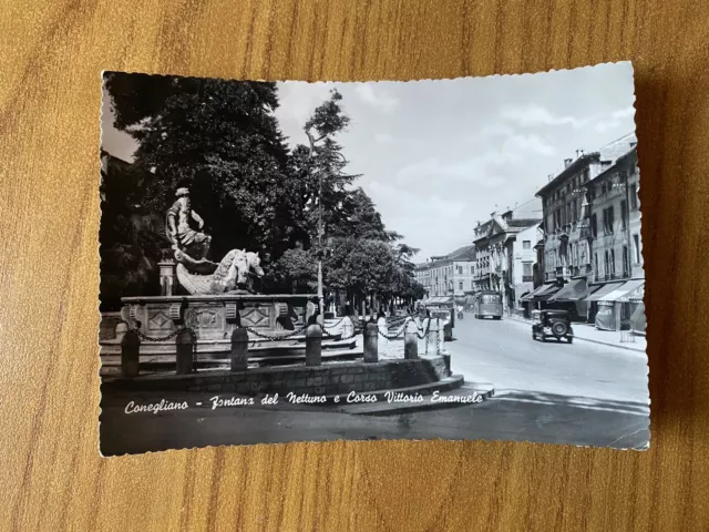 Cartolina Conegliano Fontana Del Nettuno Corso Vittorio Emanuele Viaggiata 88