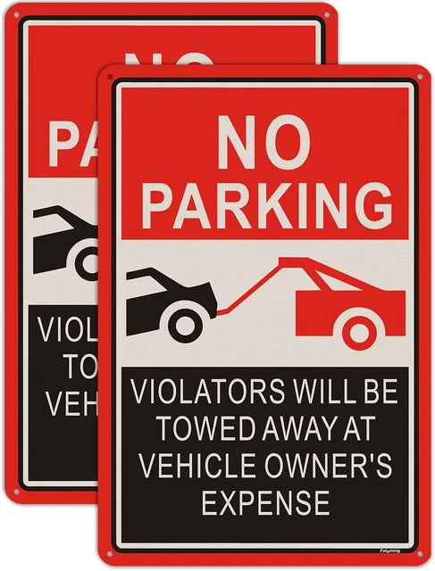 Parkverbotsschild Aus Aluminium, 35,6x25,4 Cm – „No Parking – Violators Will Be Towed“, Rot-weiß-schwarz, Für Innen & Außen