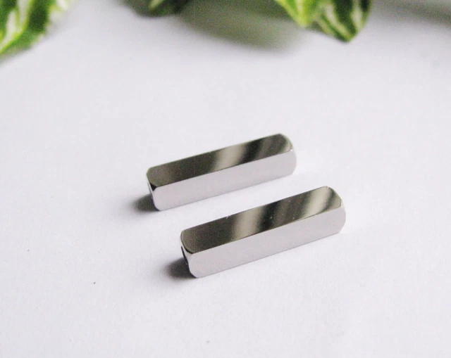 5 Edelstahl Perlen Quader silberfarben glänzend 1,8cm rechteckig Schmuck basteln