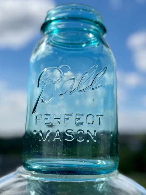 1923-1933 Blue BALL Perfect Mason QUART Jar Mold #2 w Distinct Features in Glass