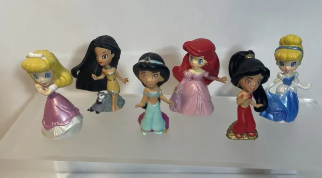 Disney Zizzlinger Princess 2" Figures Lot of 6 Zizzle Ariel Jasmine Cinderella