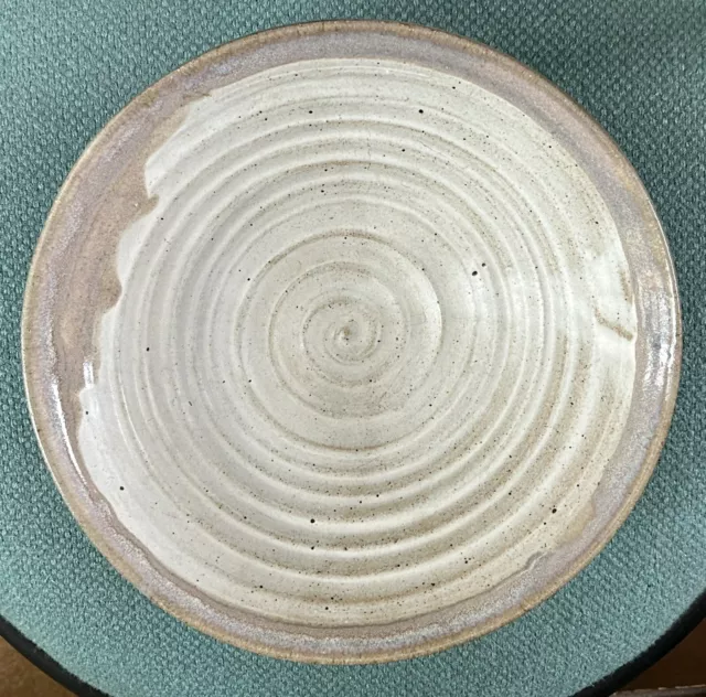 Signed Japanese (?) Studio Art pottery Stoneware Celadon Bowl 10.75” wide