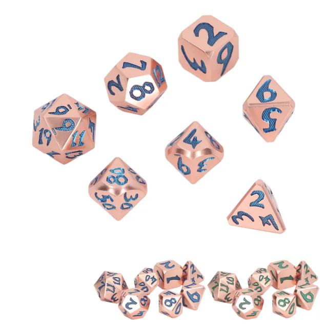 7pcs Metal Dices Set Clear Numbers Different Polyhedral Shapes Dices Games HOT