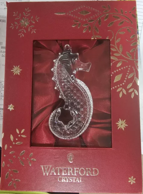 Waterford Crystal Seahorse Ornament In Orig Box ~Signed, 2007.