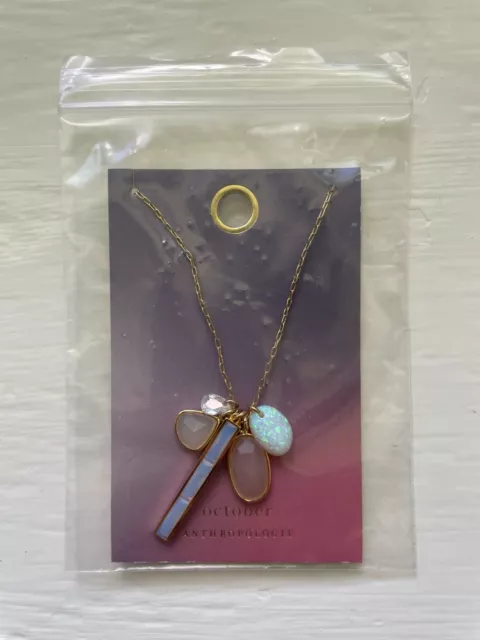 Anthropologie October Birthstone Necklace Gold Brand New with Tags