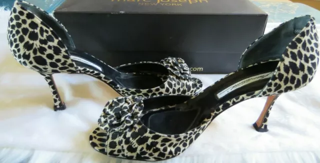 REDUCED Brian Atwood Black Animal Print Velour High Heel Peep Pumps Sz 37.5 US 7