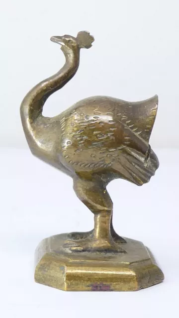 Cast Brass Peahen Female Peacock Bird Figure Antique 5cm