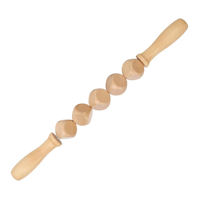 Body Roller Massager Stick Wooden Muscle Relief 5 Dice Design Cellulite Mass Esp