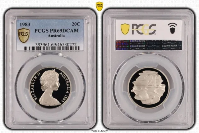 1983 Australia 20C Coin PCGS PR69DCAM Gold Shield