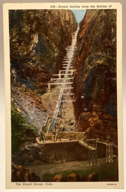 The Royal Gorge, Scenic Incline from the Botton, Colorado CO Vintage Postcard