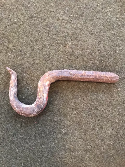 Antique Rustic Hand Forged Hook Blacksmith Primitive Farmhouse Steampunk