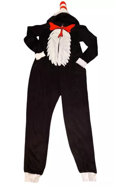 Halloween DR.SEUSS CAT IN THE HAT Woman Large ONE PIECE COSTUME story time PJ