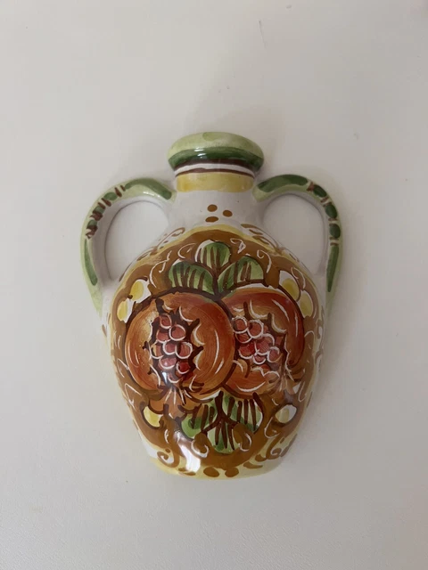 Anfora da parete in ceramica di Caltagirone decoro melograno H:13