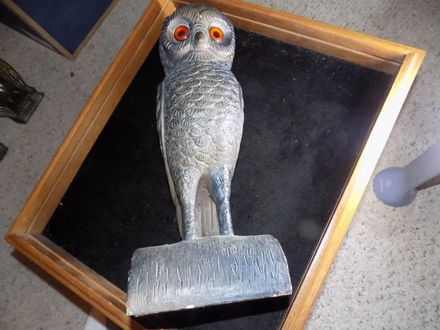 Vintage 1964 Austin Productions Standing Owl Sculpture Glass Eyes