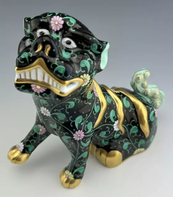 🦋 MINT HEREND 6” FOO Dog BLACK DYNASTY Figurine