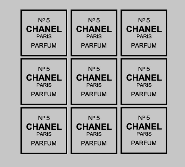 9X CHANEL NO 5 Replica Vinyl Decal Stickers Box Frame Vases Book Craft size  