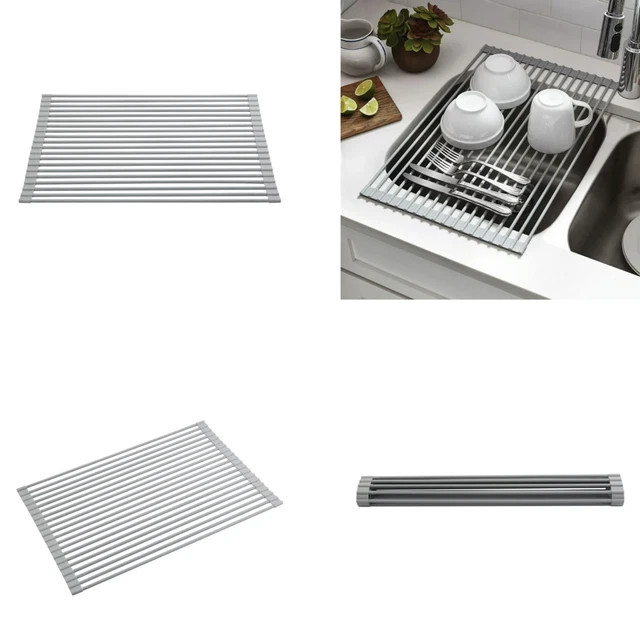 Rejilla De Secado Enrollable Para Fregadero De 20.5""x13.75"" De Acero Inoxidable