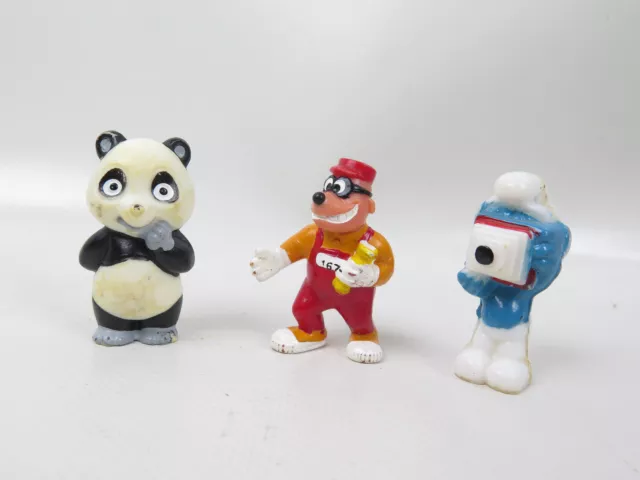 3 x frühe Ü Ei Figuren Panda Panzerknacker Foto Schlumpf Ferrero um 1983