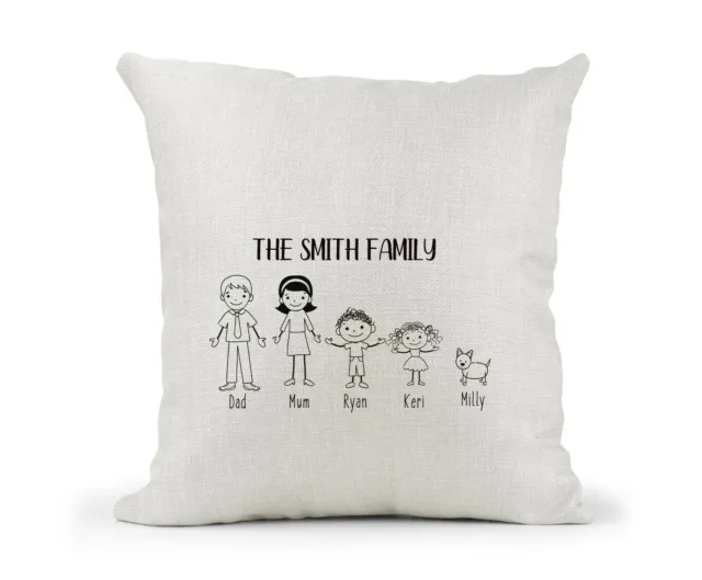 Personalised Stick Family Quote Cushion New Home Children New Baby Gift Mum Dad