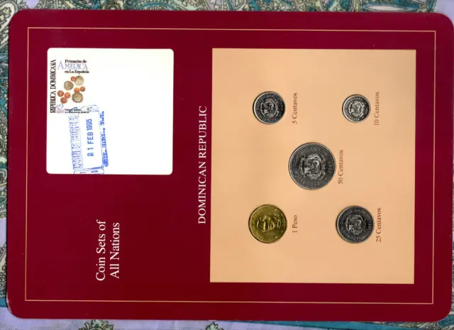 Coin Sets of All Nations Dominican 1989-1993 UNC 1 Peso 1993 21FEB1995