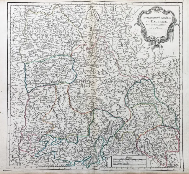 Dauphiné Grenoble Valence Gap Vienne France carte Karte map Vaugondy 1750