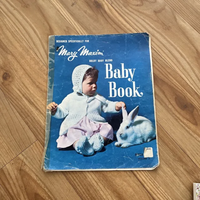 Libro de bebé Mary Maxim de colección folleto de ganchillo de punto de Canadá mezcla voluminosa