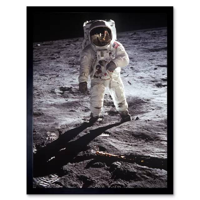 Apollo 11 Astronaut Aldrin Armstrong Moon Landing Art Print Framed 12x16