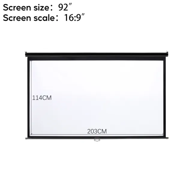 Pull Down Manual Projector Screen Ceiling Wall Mount 4:3/ 16:9 Home Office Movie