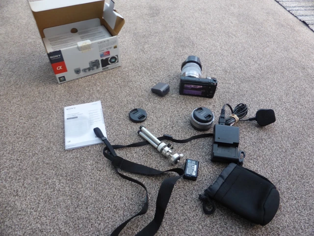 Sony NEX 5  Digital Camera - Black 18-55mm Lens and 16mm Lens Boxed with flash