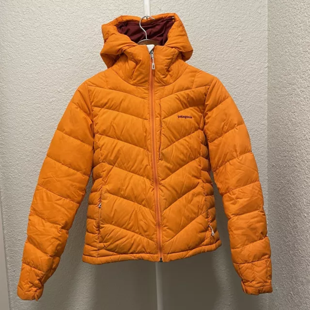 Patagonia Women's Rubicon Down Insulated Ski Jacket Hooded Size Medium Orange