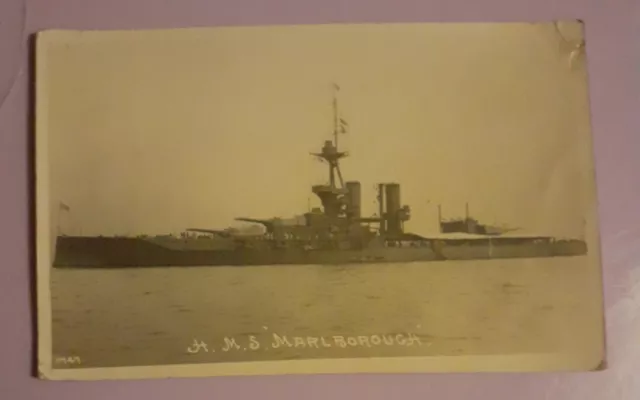 Postcard - HMS Marlborough Sent By MAN Aboard Dec 17 1914 J Henley