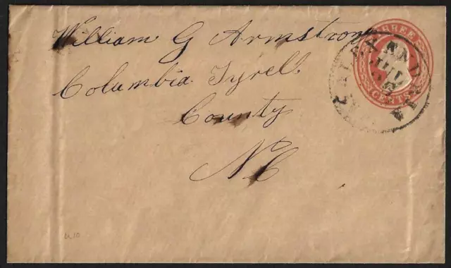 US 1853 Sc U10 TIED ALEXANDRIA VA TO COLUMBIA NC POSTMARK 23mm IN BLACK