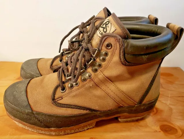 PRO-LINE Men's Fishing Wading Boots Steel Shank Nylon Brown Men's Size 8