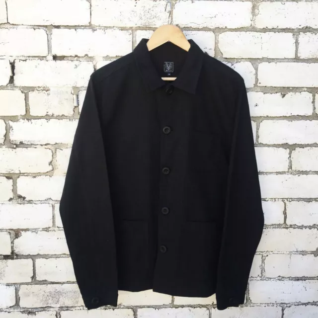 60s Style French Black Cotton Twill Canvas Chore Worker Jacket - XS S M L XL