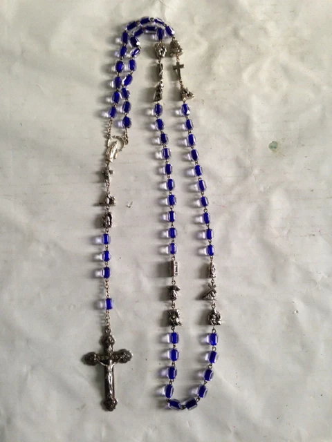 Antique Silver Catholic Rosaries Glass Rosary Beads Crucifix