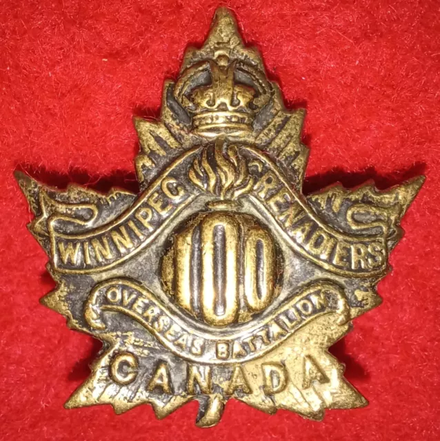 CEF - Canadian 100th Battalion (Winnipeg) Collar Badge from WW1