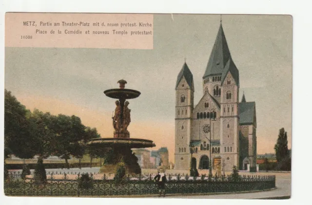 METZ - Moselle - CPA 57 - Places - Place de la Comédie Nouvelle Protestant Temple