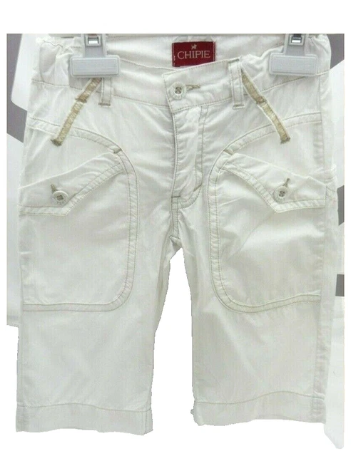 Short ZARA FILLE BLANC 100% LIN TAILLE 11 12 BOUCLE CEINTURE POCHE