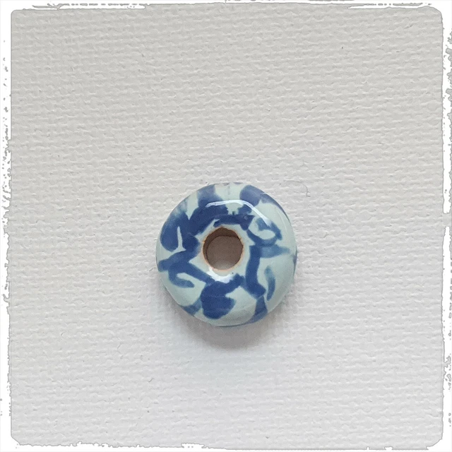 KAZURI  MACRAME BEADS -  round - mint green & blue with the persian pattern