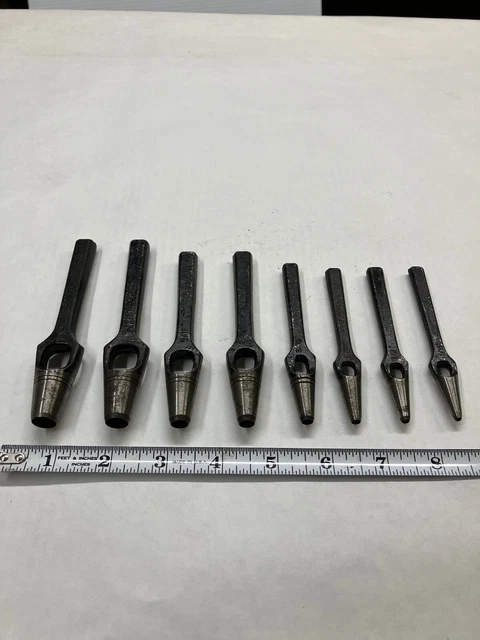 Vintage Old Kit Lot Set 8 WEYERSBERG Germany Leather Saddle Shoe Hole Punch Tool