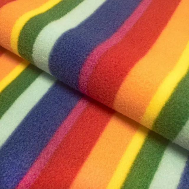 Qualität Bedruckt Anti Fussel Polarfleece Stoff Regenbogen Streifen