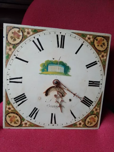 Antique Grandfather Clock Dial and Movement.