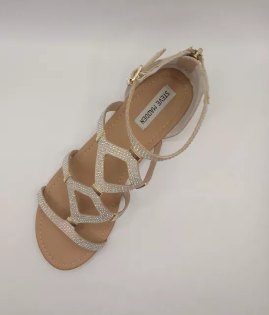 Womens Steve Madden Castel Natural Embellished Sandal With Multicolor RhineStone